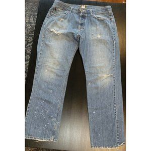 Lucky Brand Denim Jeans Slim 221 Straight Distressed Pants Button Fly Sz 38x31